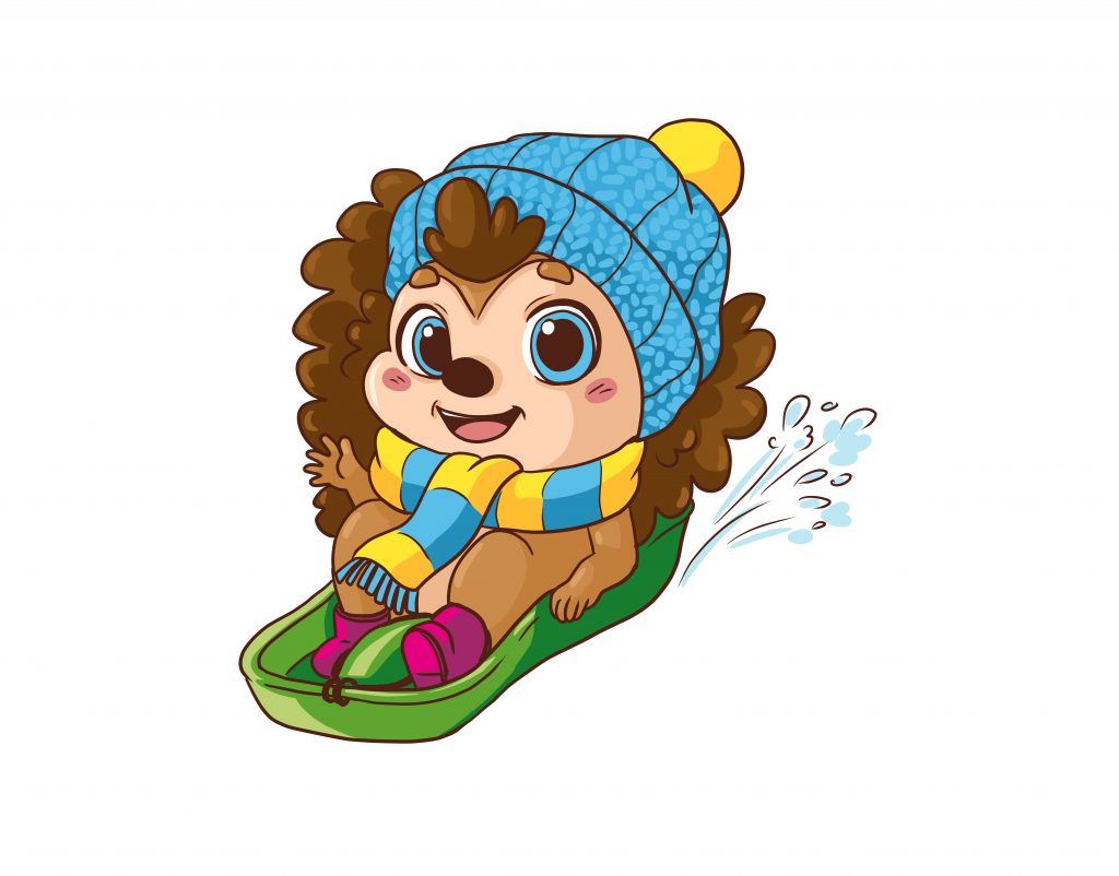 Luge en hiver mascotte